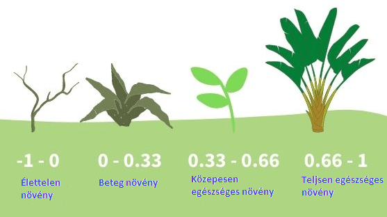 Az NDVI értékeinek szemléltetése